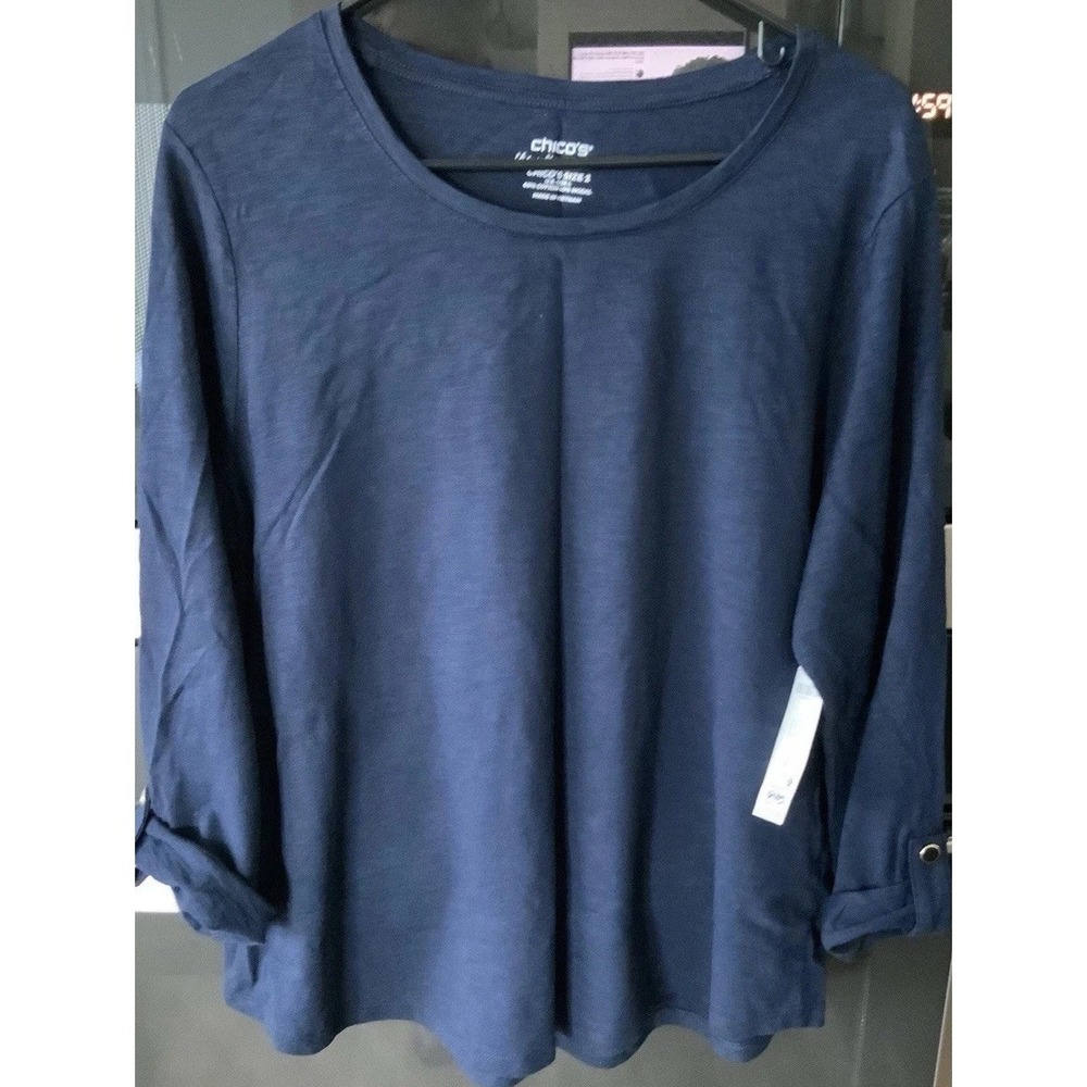 New Calvin Klein Navy Pullover Stretchy Top Sheer Sleeve Plus 1X Subtle Texture